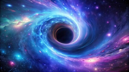 Obraz premium A wormhole in space with swirling purple and blue gases and stars in the background, stars, space, stars, space