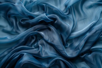 Obraz premium Image of Blue silk fabric drapery material. Texture for background usage