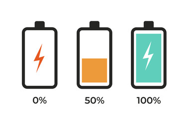 Battery charge level set. Vector illustration