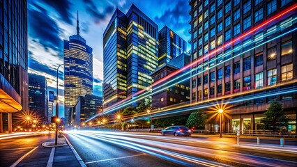 Obraz premium Long Exposure City Lights Streaks - Night Traffic Blur - Urban Dienst