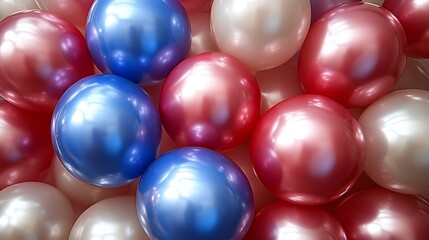 Obraz premium Shiny Balloons in Blue Pink and White Hues
