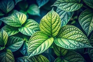 Low Light Green Climbing Plant Leaves, Soft Pattern Texture Background