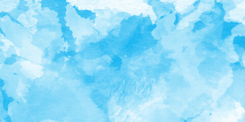 Blue watercolor abstract cloudy sky background, Abstract vector blue watercolor paint splash, Colorful gradient ink colors wet effect hand drawn paper texture background.