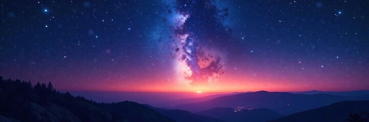 Fototapeta premium A vast expanse of darkness with twinkling stars above twilight, starfield, stars