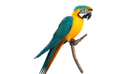 Obraz premium A vibrant blue and yellow macaw perched on a branch.