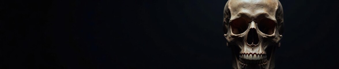 Obraz premium Skull on black background with subtle gradient effect, skull, macabre