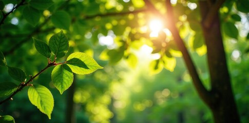 soft light filtering through dense leaves of summer trees, foliage, filter