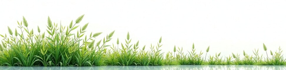 Obraz premium Softly swaying tuft of ornamental grass against white background, white, ornamental grass, natural