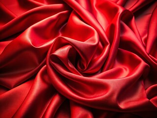 Fototapeta premium Luxurious Red Satin Fabric Texture Close-Up: Elegant Draped Material Background