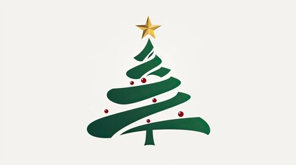 Obraz premium Christmas-themed spruce tree logo with a modern design, featuring a star on top, in vector format.