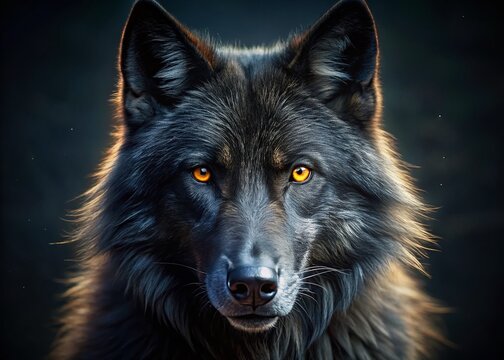 Macro 3D Render: Black Wolf Fur Texture, Close-up Detail