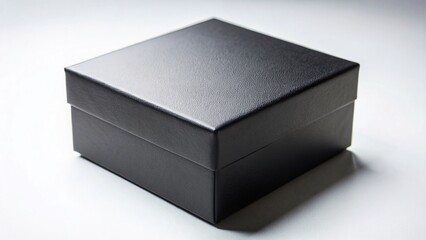 Naklejka premium Macro Close-up of Black Rectangular Box on White Background - Abstract Minimalist Photography