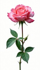 A delicate rose blooms in an unexpected place, isolated, wild rose, botanical