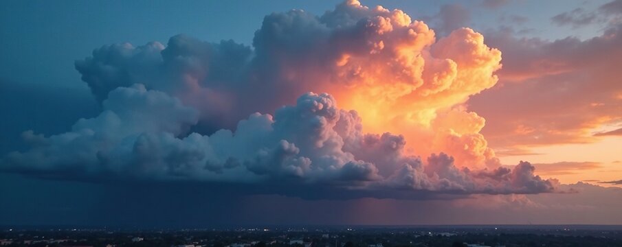 Clouds gather at sunset as a layer of stratocumulus rolls in, weather, darkening, turbulent