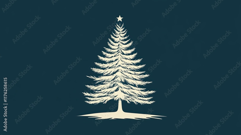 Poster elegant vector spruce tree with a simple yet festive design, ready for use in holiday branding.