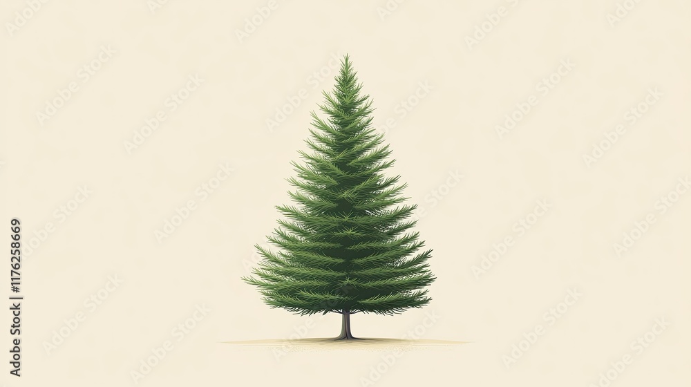 Poster elegant vector spruce tree with a simple yet festive design, ready for use in holiday branding.