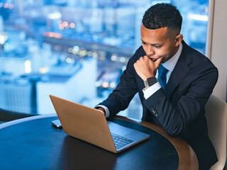 businessman, laptop, pc, think, worry, manager, internet, online, web, dx, digital transformation,...