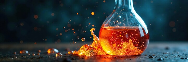 A clear bottle filled with a highly caustic substance, glass, gas