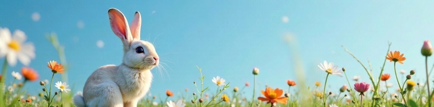 Lil?be Osterhasen in blauer Luft mit wei?en Eiern, Eier, Wetter, Luft