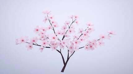 Fototapeta premium A delicate cherry blossom tree with pink flowers and branches.