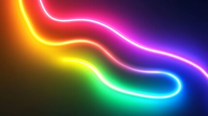 Abstract Rainbow Neon Light Wave Design