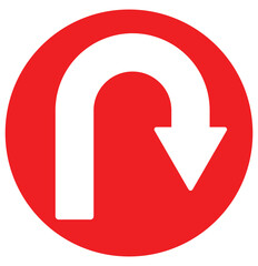Left U-turn ahead traffic sign road. U-Turn road sign. u turn arrow collection for web, mobile apps vector. traffic sign Vector illustration
