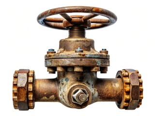 Rusty Old Stop Valve Double Exposure Stock Photo - Industrial Metal Texture Overlay