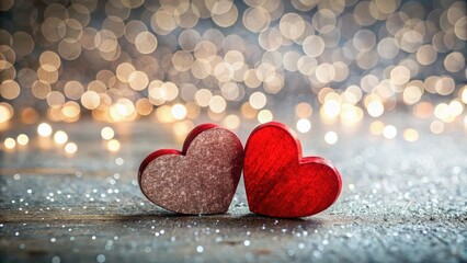 Fototapeta premium Shimmering red hearts, a Valentine's backdrop perfect for capturing romantic love photos.