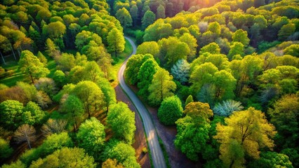 Serene Woodland Path in Spanderswoud, Netherlands - Aerial View