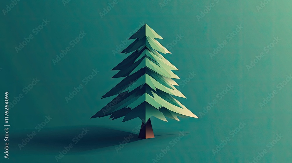 Poster stylized spruce tree vector with sharp angles and a clean aesthetic, perfect for modern logos.