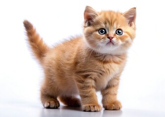 Silhouetted British Shorthair Kitten, Isolated on White Background