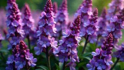 Obraz premium Dense purple flowers, clusters of small blooms, garden, plant