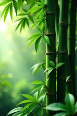 Exotic green vine covering the trunk and branches of a tropical bamboo, tropical trees, jungle