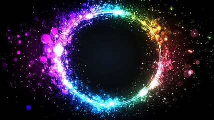 Obraz premium Rainbow Glowing Circle Abstract Background Design
