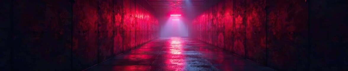 Radiant beam illuminates dark tunnel corridor, contrast, beam, corridor