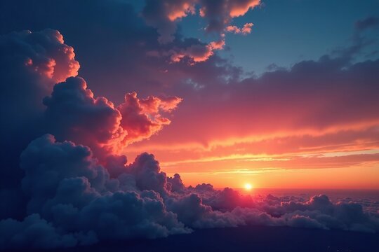 Clouds gather at sunset as a layer of stratocumulus rolls in, darkening, clouds