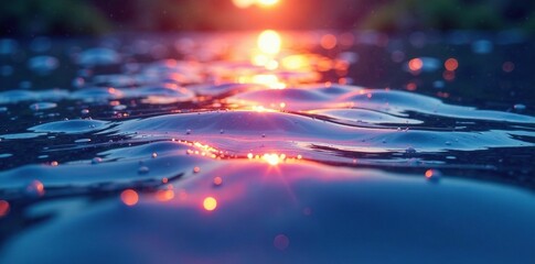 Iridescent colors shimmering on the surface of water, lake, iridescent colors