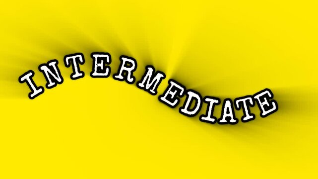 intermediate, animated text video, on bright yellow background, 3D text, you tube video, 
