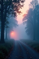 Obraz premium Softly glowing mist at dawn with gentle shadows, soft glow, blue