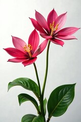 Obraz premium Stunning, large flowers on a white background with stems, tropical, stems, passiflora