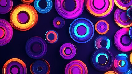 Vibrant Neon Circles Abstract Background Design