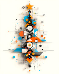 Obraz premium A colorful Christmas tree with a star on top