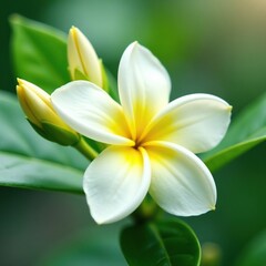 Obraz premium Delicate petals of a yellow jasmine flower unfolding, jasmine, bloom