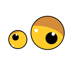 Cartoon cute eyes of a creature  animal or a cat  scared or amazed emotion