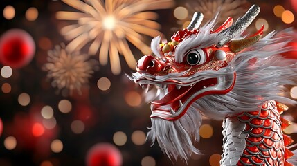 Captivating Dragon Dance Finale Under Glowing Fireworks   Vibrant Colorful and Energetic Traditional Chinese Cultural Performance