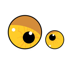 Cartoon cute eyes of a creature  animal or a cat  scared or amazed emotion