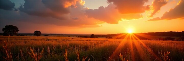 golden hour captures the essence of nature as sun's rays dance across the sky turning orange and yellow towards dusk, natural light, colors