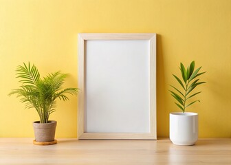 Minimalist Blank Canvas Photo Frame Mockup: Clean White Background, Perfect for Art & Design Presentation