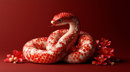 Obraz premium Welcome the Year of the Snake 2025 this Chinese New Year with glowing lanterns, symbols of wisdom, prosperity, and new beginnings. Let the snake’s energy guide you to success, wealth, and happiness. 