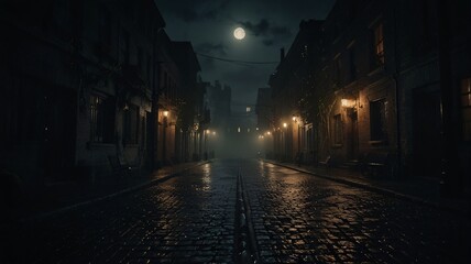 Noir Image Dark Mysterious City Village Anime Game Scene